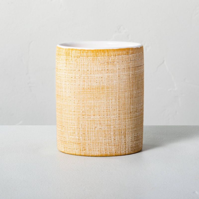 Photo 1 of 10oz Grapefruit Basil Crosshatch Ceramic Seasonal Candle Gold - Hearth & Hand™ with Magnolia