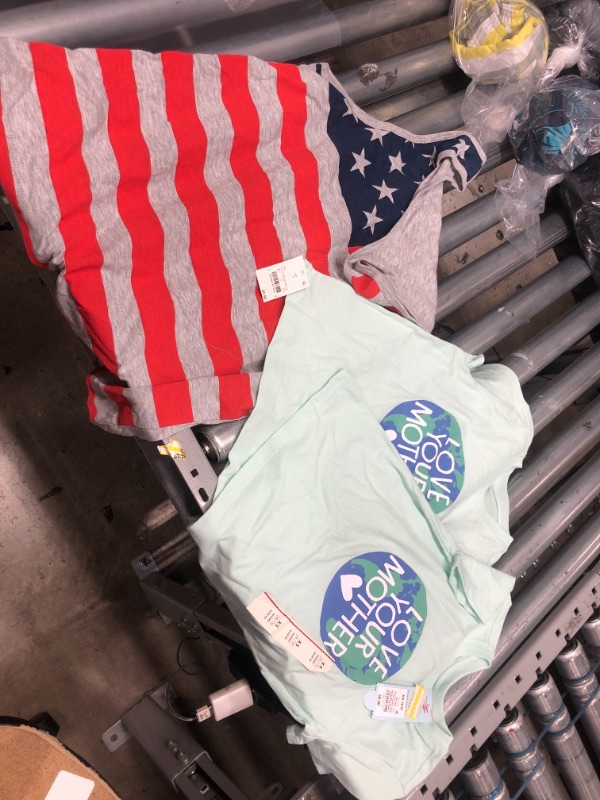 Photo 1 of **BUNDLE OF 3**
2-Boys' 'Love Your Mother' Graphic Short Sleeve T-Shirt - Cat & Jack™ Mint Green--Size XS
1--Men' Color Horizontal Flag Tank Top - Blue/Red/Heathered Gray
