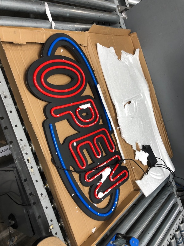 Photo 2 of VEVOR Sign Open 31.5x15.7 inch Neon Open Sign 30W Led Open Sign Vertical Sign Open with 24 inch Hanging Chain and Power Adapter Bright Light for Business Outdoor (31.5"X15.7"X1.2")