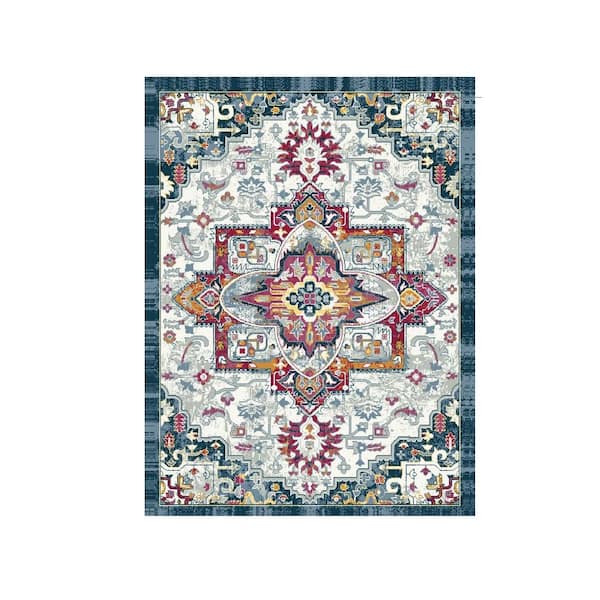 Photo 1 of Ottohome Collection Non-Slip Rubberback Modern Medallion 2x3 Indoor Area Rug/Entryway Mat, 2 ft. 3 in. x 3 ft., Gray
