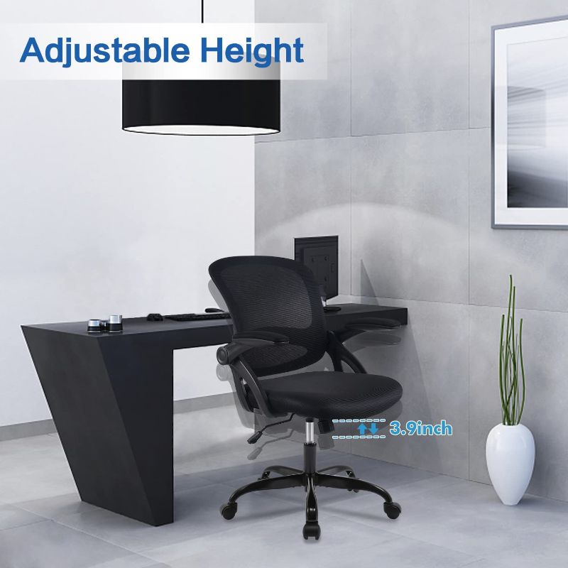 Photo 1 of Office Chair, FelixKing Ergonomic Desk Chair, Breathable Mesh Computer Chair with Flip-up Armrests and Adjustable Height for Conference Room(Black-C)
