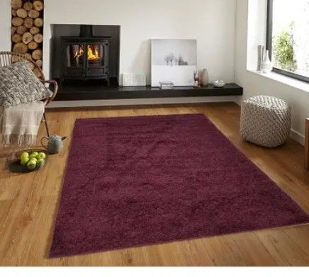 Photo 1 of 6X9' Solid Wine Red Shag Area Rug 