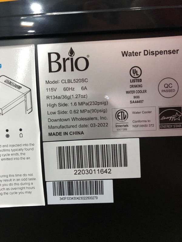 Photo 4 of ***DAMAGED***
Brio Essential Tri-Temp Bottom-Load Water Cooler in Black and Brush Stainless-Steel