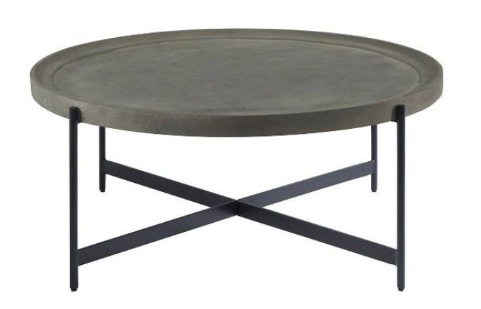 Photo 1 of 42" Brookline Round Wood with Concrete Coating Coffee Table Concrete Gray - Alaterre Furniture

