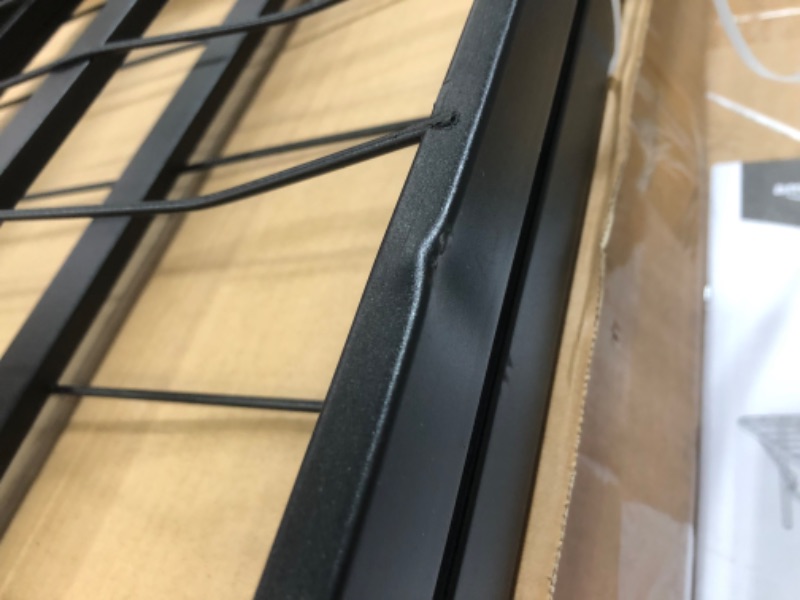 Photo 3 of (DENTED) Amazon Basics Foldable Metal Platform Bed Frame with Tool Free Setup, 18 Inches High, King, Black
