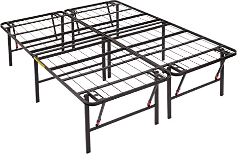 Photo 1 of (DENTED) Amazon Basics Foldable Metal Platform Bed Frame with Tool Free Setup, 18 Inches High, King, Black
