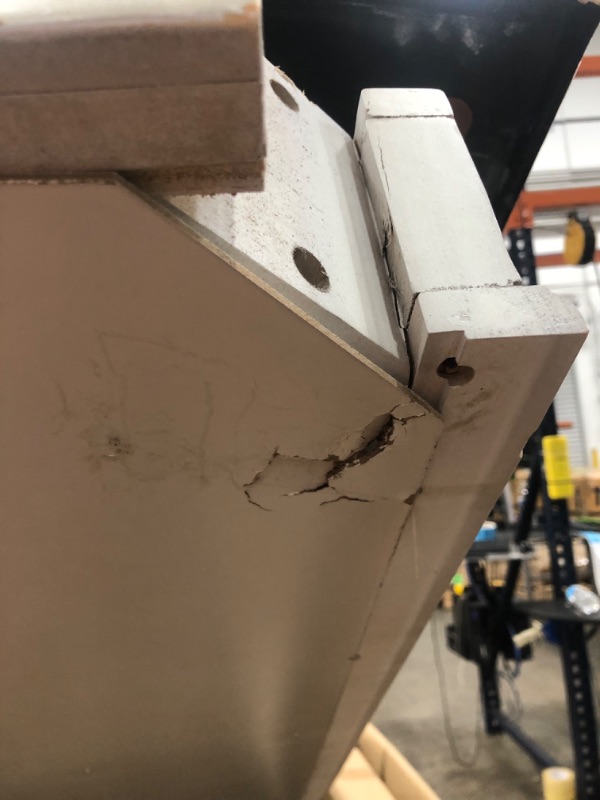 Photo 1 of (DAMAGED TABLE CORNERS; BROKEN TABLE FRAME; DAMAGED LIFT SYSTEM; DETACHED FRAME CORNERS) Signature Design by Ashley Realyn French Country 60" Home Office Lift Top Desk with USB Charging, Chipped White

