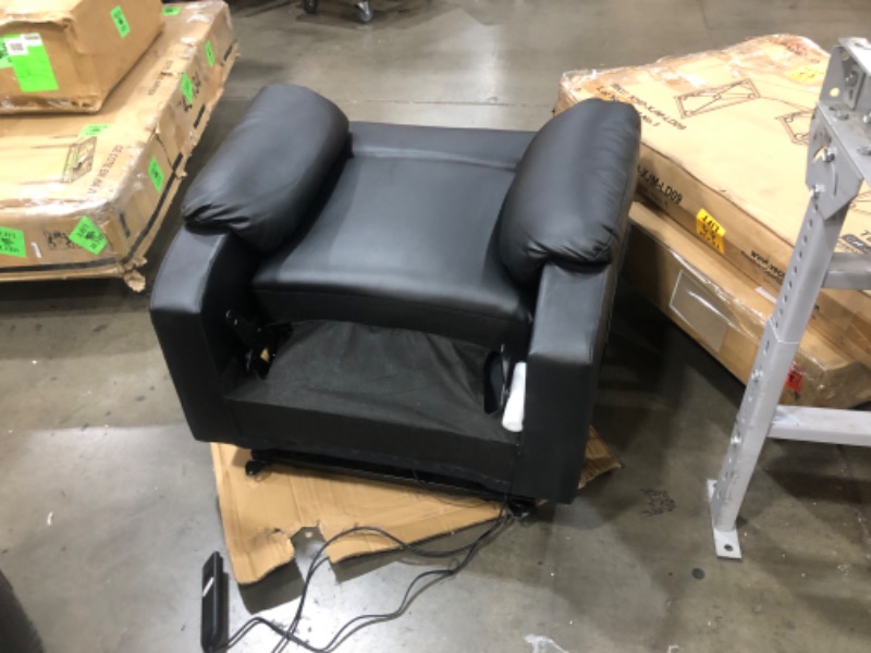 Photo 5 of (NOT FUNCTIONAL; MISSING BACKREST) Quality Power Recliner and Lift Chair In Black PU Leather Lift Recliner Chair
