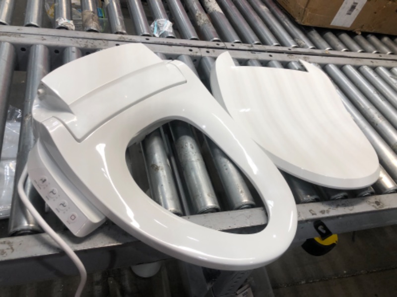 Photo 1 of (BROKEN LID CORNER) KOHLER C3 050 Elongated Warm Water Bidet Toilet Seat, White with Quiet-Close Lid and Seat, Low Profile Design,