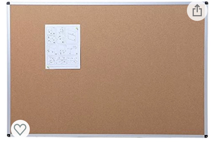 Photo 1 of (DAMAGED CORNER) VIZ-PRO Cork Notice Board, 48 X 36 Inches, Silver Aluminium Frame
