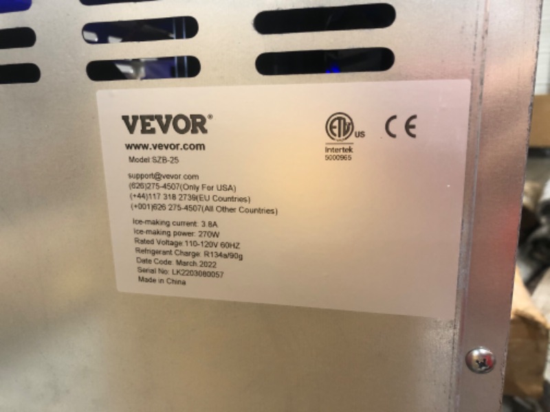 Photo 2 of (DENTED; MISSING ACCESSORIES) VEVOR 110V Commercial Snowflake Ice Maker 44LBS/24H, ETL Approved, Food Grade Stainless Steel Construction, Automatic Operation, Freeatanding, Water Filter and Spoon, Perfect for Seafood Restaurant

