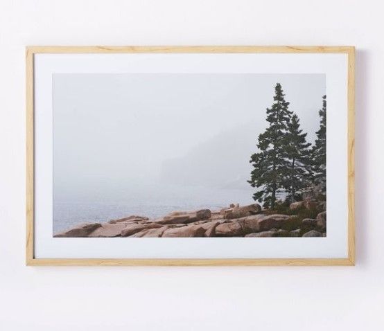 Photo 1 of 36" x 24" Foggy Seaside Framed Wall Art - Threshold™ designed with Studio McGee