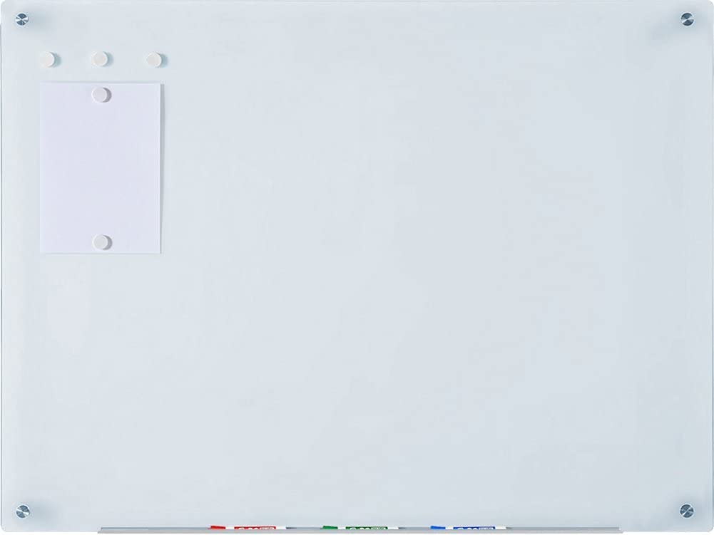 Photo 1 of Audio-Visual Direct Magnetic White Glass Dry-Erase Board Set - 4' x 3' - Includes Magnets, Hardware & Marker Tray
