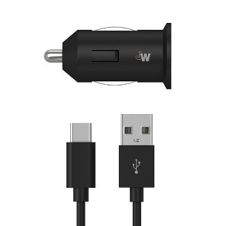 Photo 1 of (MISSING CABLE) Just Wireless 2.4A/12W 1-Port USB-A Car Charger with 6' TPU USB-C to USB-A Cable - Black

