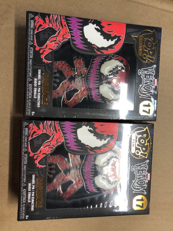 Photo 2 of (FACTORY SEALED) FUNKO POP! PIN: Marvel - Venom Carnage, pack of 2
