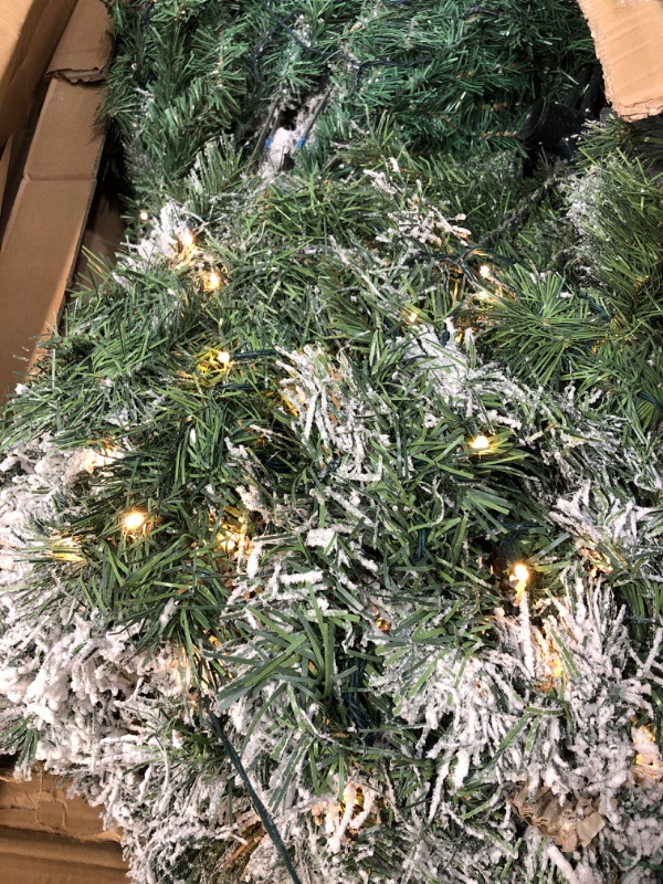 Photo 3 of 10 ft. Flocked West Virginia Fir Artificial Christmas Tree with 800 Clear LED Lights and 1680 Tips
