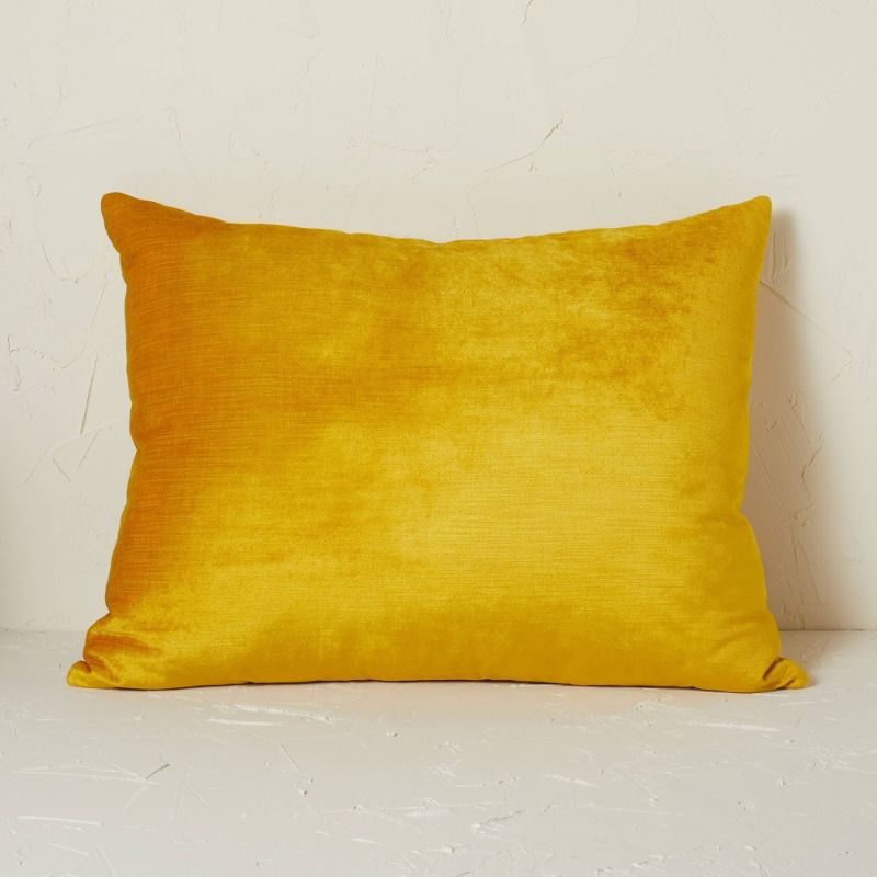 Photo 1 of 20" x 26" Standard Vintage Velvet Decorative Throw Pillow Gold - Opalhouse™ designed with Jungalow™