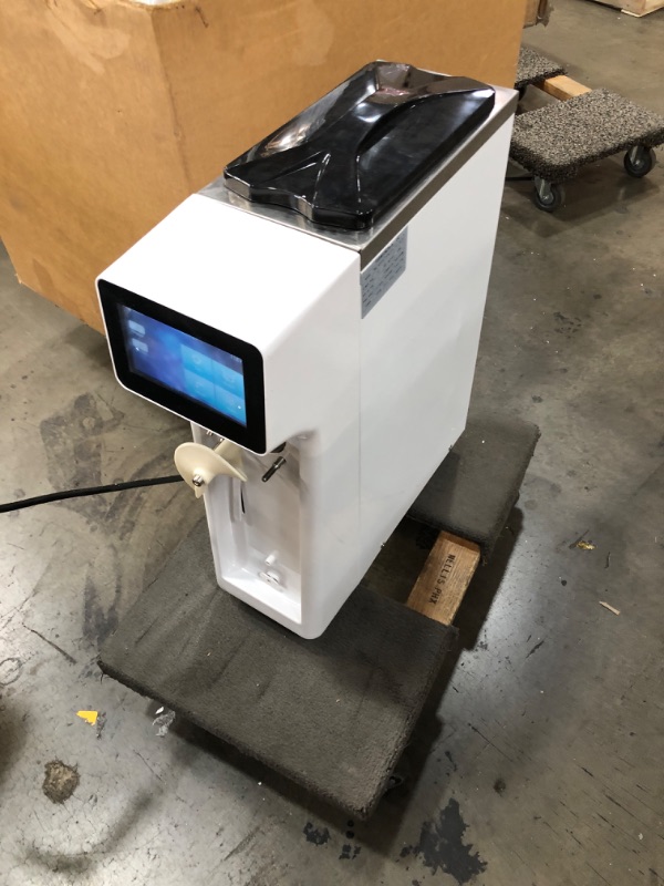 Photo 3 of VEVOR Commercial Ice Cream Maker, 10-20L/H Yield, 1000W Countertop Soft Serve Machine with 4.5L Hopper 1.6L Cylinder Touch Screen Puffing Shortage Alarm, Frozen Yogurt Maker for Café Snack Bar, White
