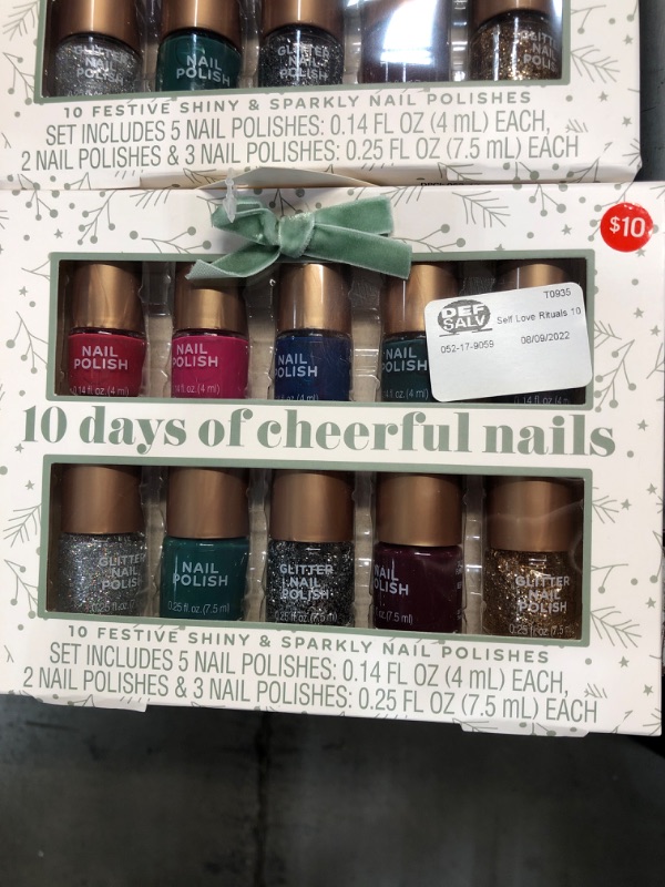 Photo 1 of 10 Days of Joyful Nails Festive Shiny & Sparkle Glitter Assorted Nail Polish 3 Pack
