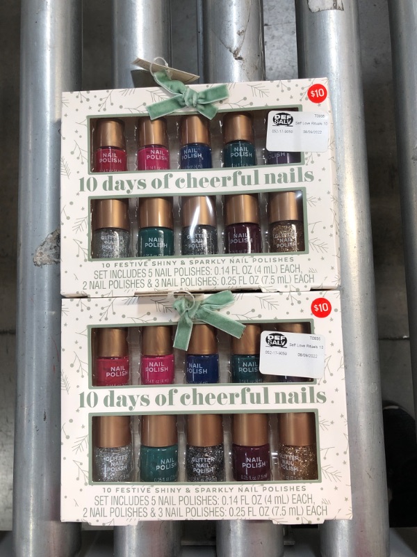 Photo 1 of 10 Days of Joyful Nails Festive Shiny & Sparkle Glitter Assorted Nail Polish 2 Pack

