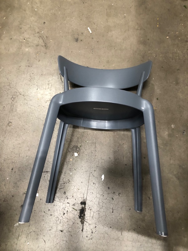 Photo 2 of **ONE DAMAGED* Amazon Basics Dark Grey, Armless Bistro Dining Chair-Set of 2, Premium Plastic
