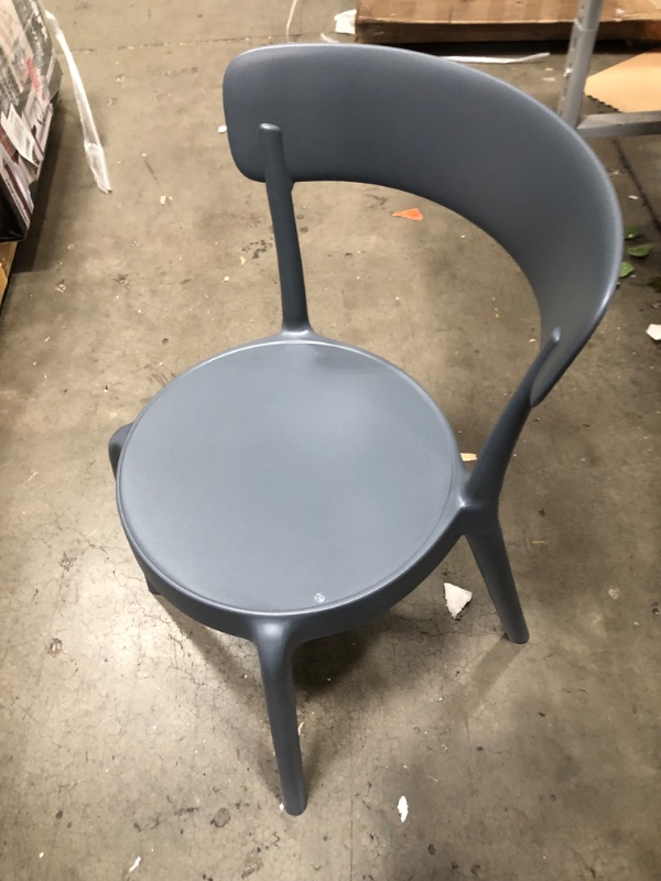 Photo 5 of **ONE DAMAGED* Amazon Basics Dark Grey, Armless Bistro Dining Chair-Set of 2, Premium Plastic
