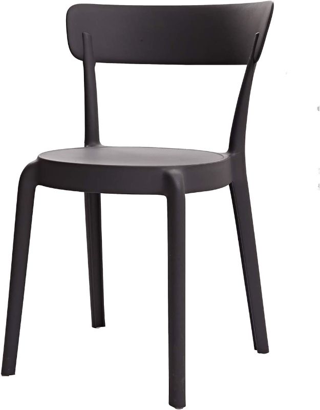 Photo 1 of **ONE DAMAGED* Amazon Basics Dark Grey, Armless Bistro Dining Chair-Set of 2, Premium Plastic
