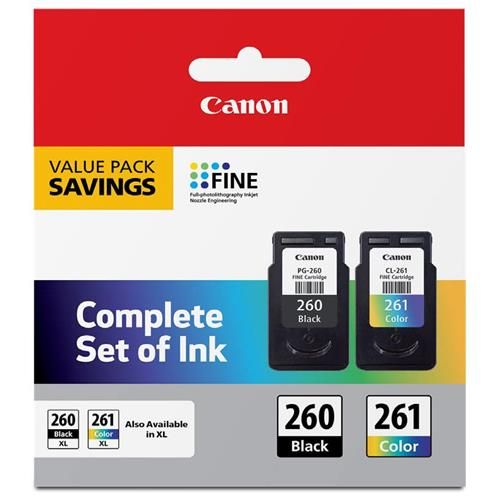 Photo 1 of Canon PG-260 Black 261 Color 2pk Ink Cartridges - Black Tri-color (3725C006)

