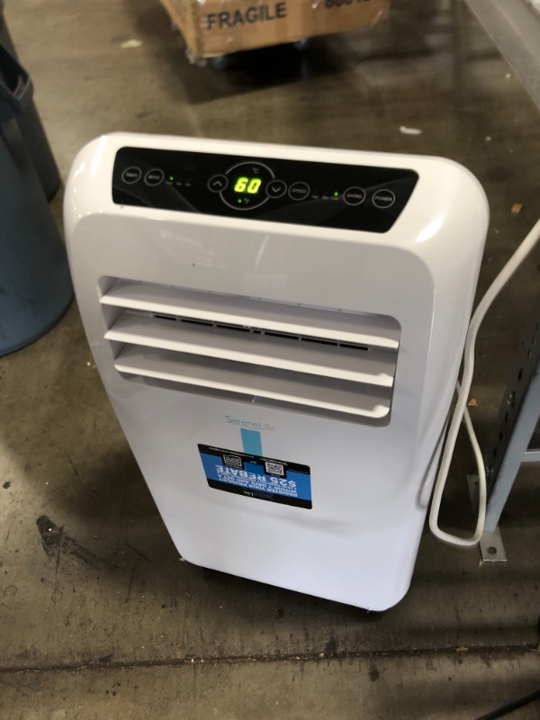 Photo 1 of SereneLife SLPAC10 Portable Air Conditioner Compact Home AC Cooling Unit with Built-in Dehumidifier & Fan Modes, Quiet Operation, Includes Window Mount Kit, 10,000 BTU, White
