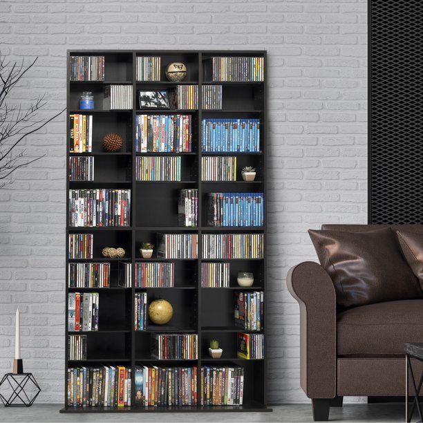 Photo 1 of Atlantic 40" x 71" Oskar Adjustable Wood Media Storage Shelf Bookcase (504 DVDs, 1080 CDs), Espresso
