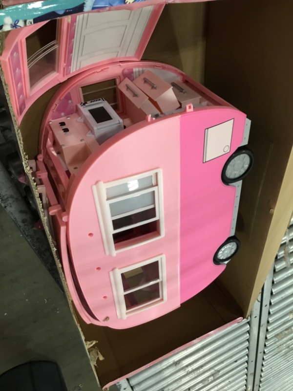 Photo 2 of Na Na Na Surprise Kitty-Cat Camper, Pink Toy Car Vehicle Doll Playset for Fashion Dolls with Cat Ears and Tail, Opens to 3 Feet Wide for 360 Play and 7 Play Areas
