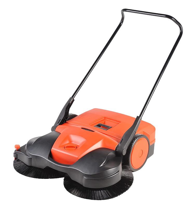 Photo 1 of Bissell Commercial 38"" Deluxe Triple Brush Push Power Sweeper Turbo, 13.2 Gal. Capacity", Green
