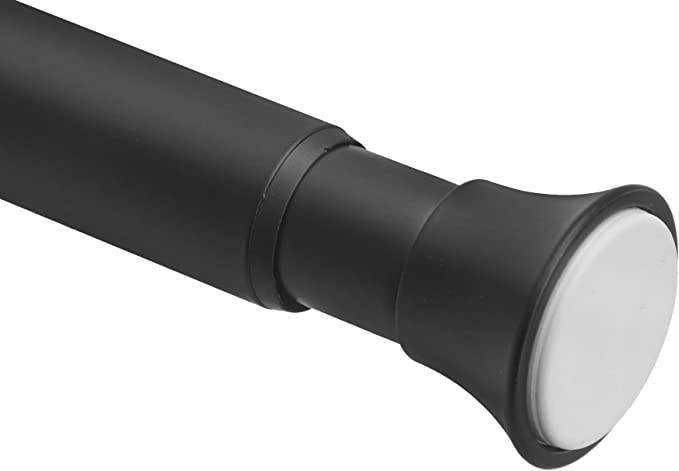 Photo 1 of Amazon Basics Tension Curtain Rod, Adjustable 36-54" Width - Black, Classic Finial
