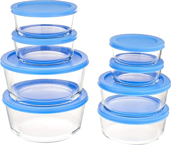 Photo 1 of Amazon Basics Glass Food Storage, 16-Piece Set, 8 Containers and 8 BPA-Free Lids
