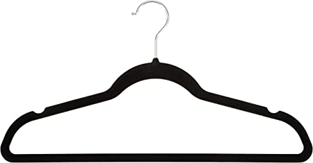 Photo 1 of Amazon Basics Slim, Velvet, Non-Slip Suit Clothes Hangers, Black/Silver - Pack of 90