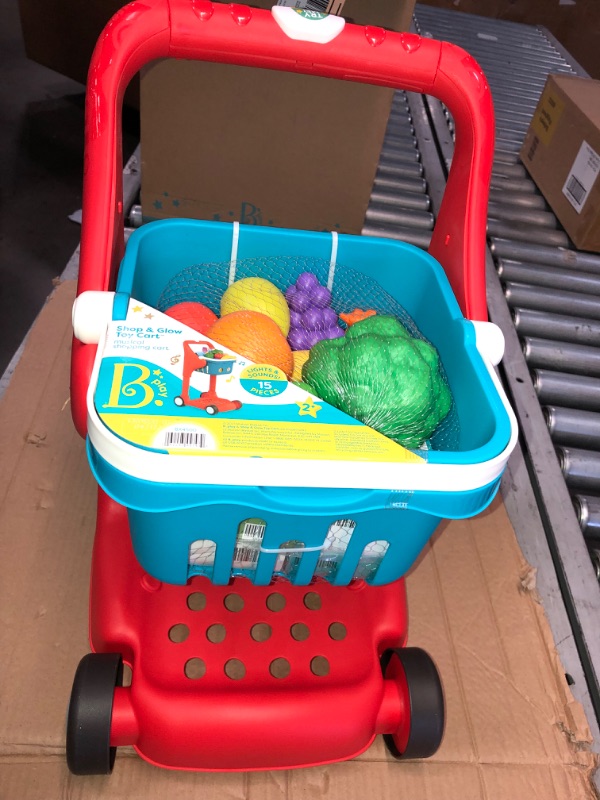 Photo 2 of B. play - Shopping Cart & Play Food - Shop & Glow Toy Cart

