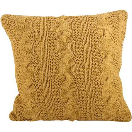 Photo 1 of 20"x20" Oversize Cable Knit Design Square Throw Pillow - Saro Lifestyle
