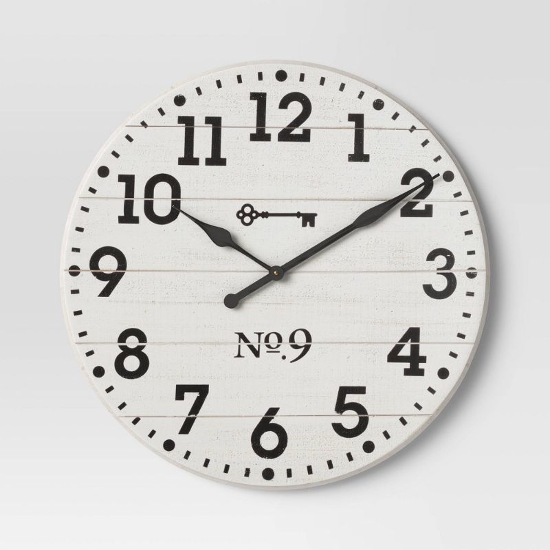 Photo 1 of 26" Farmhouse Wood Wall Clock White - Threshold™
