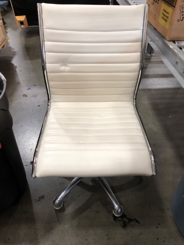 Photo 1 of WHITE LEATHER OFFICE CHAIR