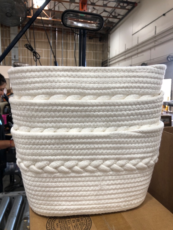 Photo 1 of 3 PACK*
WHITE ROPE BASKET 