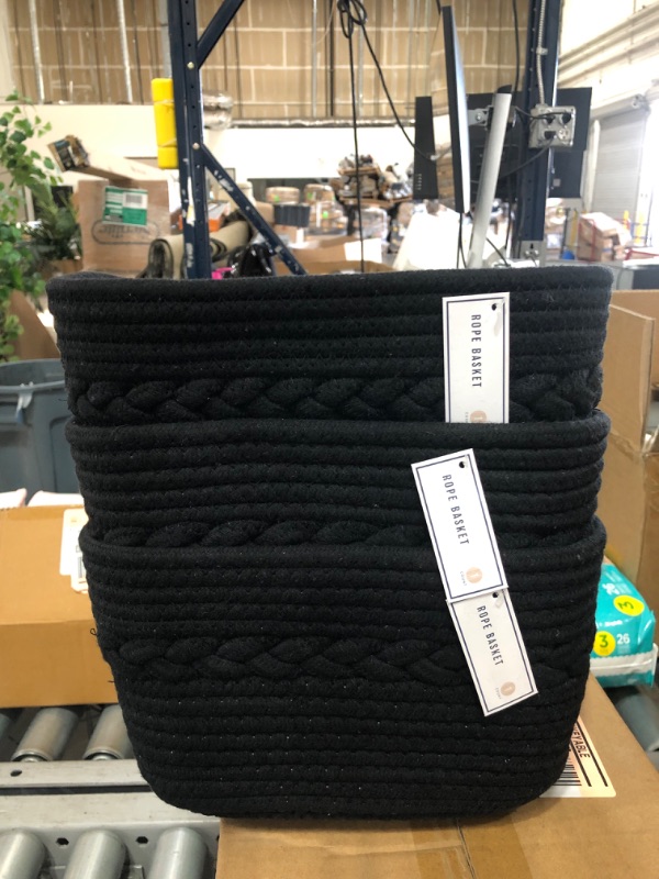 Photo 1 of 3 PACK*
BLACK ROPE BASKET 
