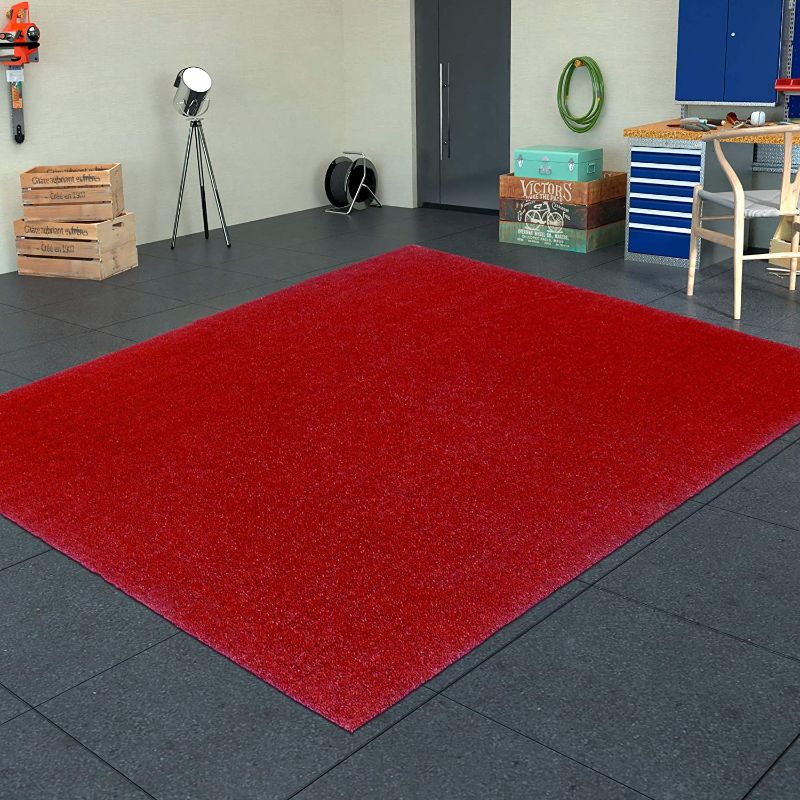 Photo 1 of 6'6" x 9'3" artificial grass area rug, red