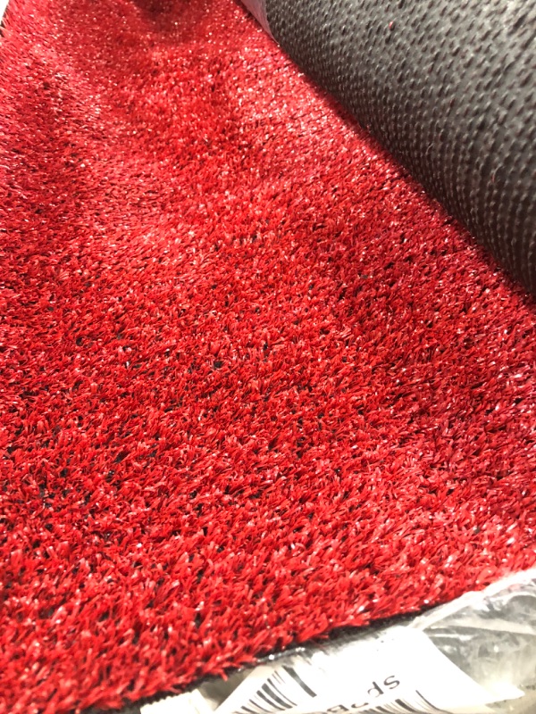 Photo 2 of 6'6" x 9'3" artificial grass area rug, red