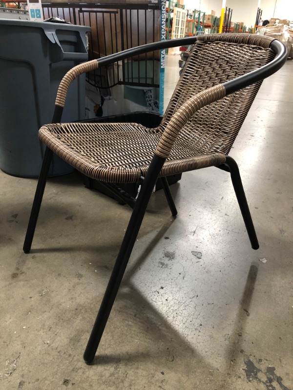 Photo 2 of (BENT BACK LEG) Flash Furniture Rattan Indoor-Outdoor Restaurant Stack Chair