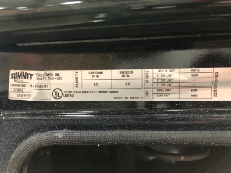 Photo 7 of (SHATTERED/BROKEN-OFF GLASS TOP; DENTED FRAME; MISSING POWER PLUG) Summit Appliance REX2051BRT 20" Wide Electric Smooth-Top Range Oven, Black