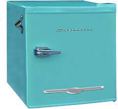 Photo 1 of (COSMETIC DAMAGES; MISSING SIDE ATTACHMENT) Frigidaire EFR176-BLUE 1.6 cu ft Blue Retro Fridge with Side Bottle Opener. for The Office, Dorm Room or Cabin
