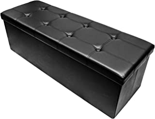 Photo 1 of (BROKEN IN HALF; TORN MATERIAL) Sorbus Storage Bench Chest – Collapsible/Folding Bench Ottoman with Cover – Perfect Hope Chest, Pouffe Ottoman, Coffee Table, Seat, Foot Rest, and More – Contemporary Faux Leather, Large (Black)
