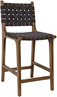 Photo 1 of (CRACKED IN HALF LEG) Ball & Cast Counter Stool Barstool 24 Inch F/A Seat Height Dark Grey, Faux leather Straps Set of 1