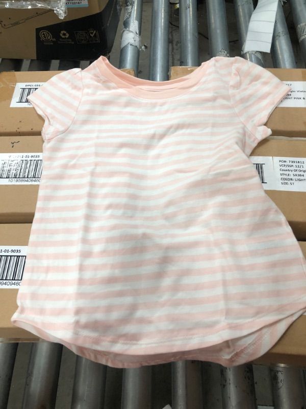 Photo 2 of 12 of- Toddler Girls' Striped Short Sleeve T-Shirt - Cat & Jack™- SIZE: 5T
