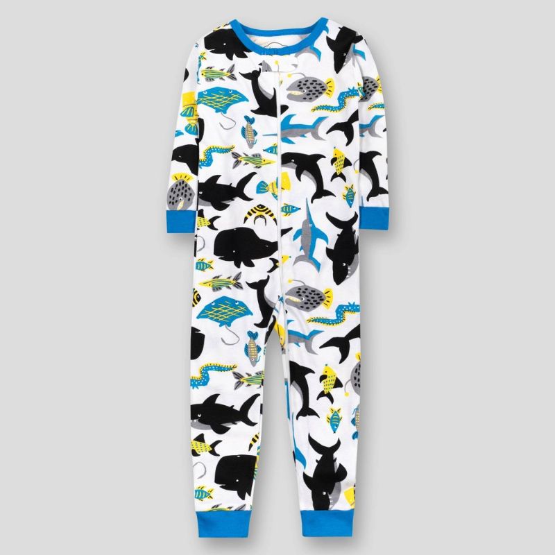 Photo 1 of 12 OF- Lamaze Toddler Boys' Deep Sea Organic Cotton Snug Fit Footless Pajama Romper - Blue- 2T
